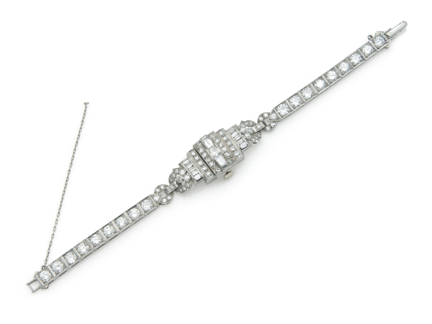 Antique Art Deco 1930s Hamilton 11.00 Carat Diamond Watch Bracelet