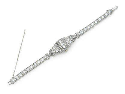 Antique Art Deco 1930s Hamilton 11.00 Carat Diamond Watch Bracelet